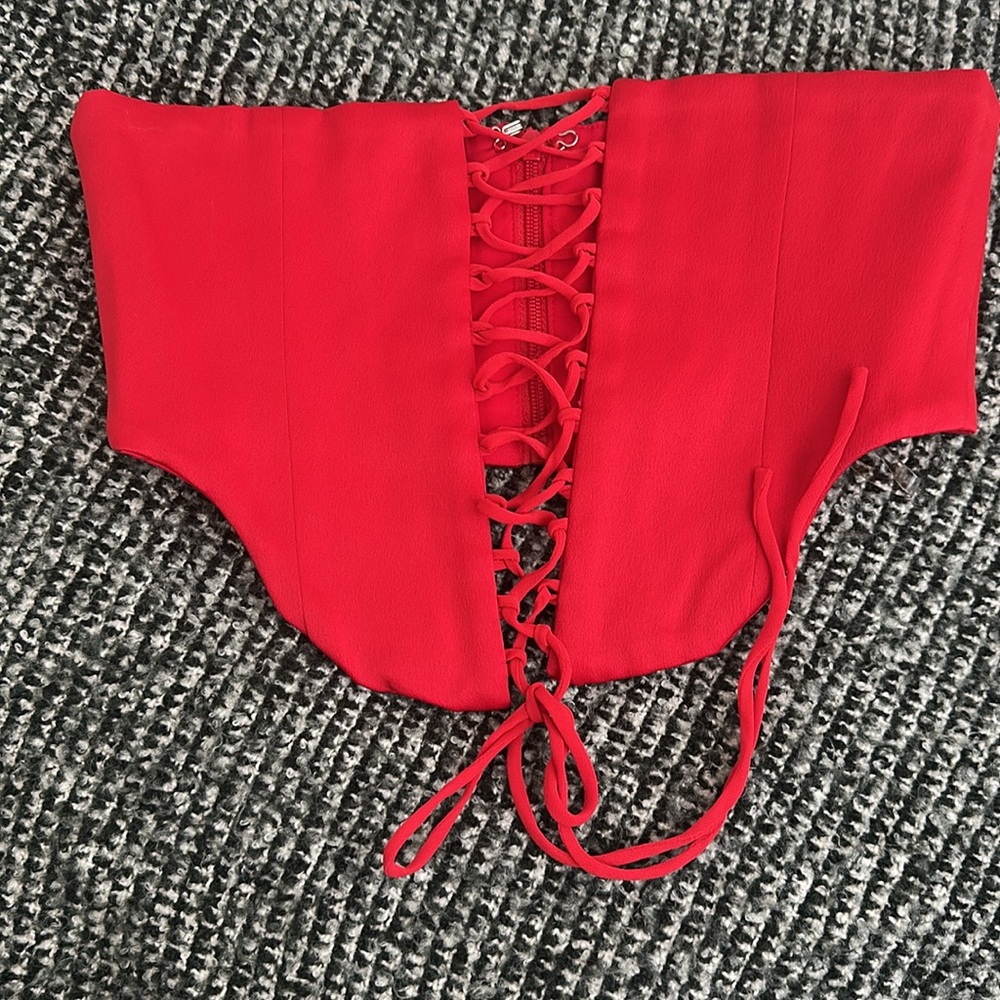 House of CB “Valencia” Red Corset Dress Set S+ Plus Top NWOT - Picture 15 of 16